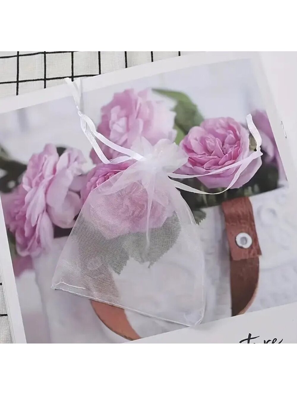 New - 20Pc Set Of Premium Sheer White Drawstring Pouch Organza Gift Bags + Bonus